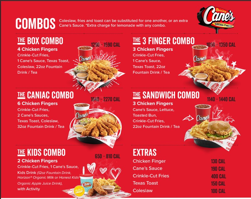 Raising Cane’s Combo Menu Prices - Raising Cane's Menu With Prices 2025
