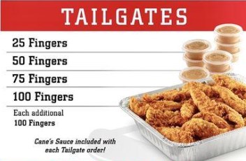 Raising Cane’s Tailgate Menu