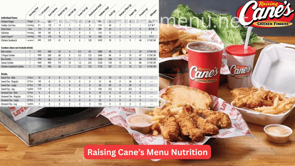 Raising Cane’s Menu Nutrition